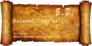 Balaskó Dézi névjegykártya